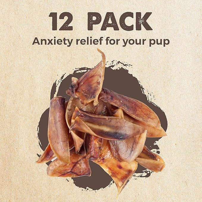 Mighty Paw Half Pig Ears Dog Chews | Natural Single-Ingredient Pork Treats | For All Breeds | 12 Count