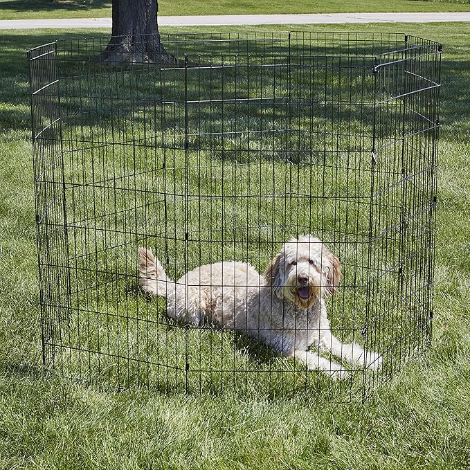 New World Pet Products 48' Foldable Black Metal Dog Exercise Pen No Door