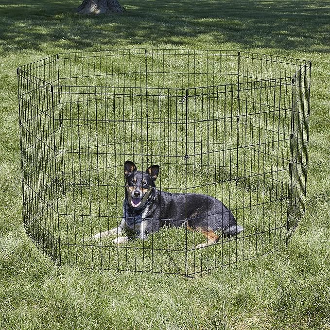 New World Pet Products 36" Foldable Black Metal Dog Exercise Pen No Door