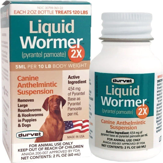 Liquid Wormer 2X Durvet Puppy Dewormer (2 oz) For Young Puppies & Adult Dogs (All Life Stages)