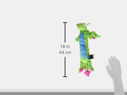 goDog Bubble Plush Skinny Dragons Squeaky Plush Dog Toy, Chew Guard Technology - Green, Large