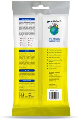earthbath, Hypo-Allergenic Grooming Wipes - Fragrance Free Dog Wipes for Paws and Butt, Best Pet Wipes for Dogs with Sensitive Skin, Made in USA, Cruelty-Free Dog Cleaning Wipes - 30 Count (1 Pack)