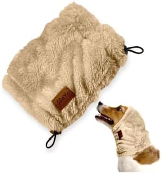 Adjustable Dog Ear Muffs Noise Protection – Neck Ear Warmer Hoodie - Cats, Dogs Snood No Flap Ear Wrap Noise Canceling for Anxiety Relief, Thunderstorms, Fireworks, Pet Grooming (Brown, Small)
