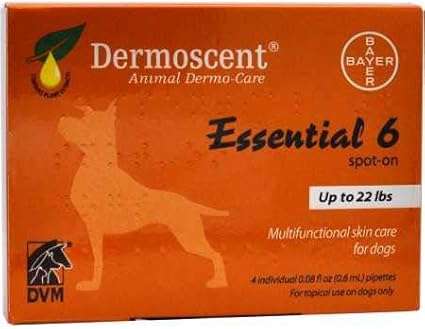 Bayer Dermoscent 6 Spot On Skin Care for Small Dogs up to 22 lb Fish Oil Nutritional Supplements