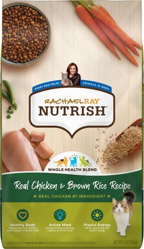 Rachael Ray Nutrish Premium Natural Dry Cat Food with Added Vitamins, Minerals & Other Nutrients, Real Chicken & Brown Rice Recipe, 3 Pound Bag