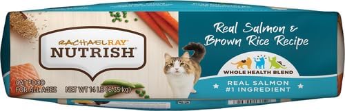 Rachael Ray Nutrish Premium Natural Dry Cat Food with Added Vitamins, Minerals & Other Nutrients, Real Salmon & Brown Rice Recipe, 14 Pound Bag