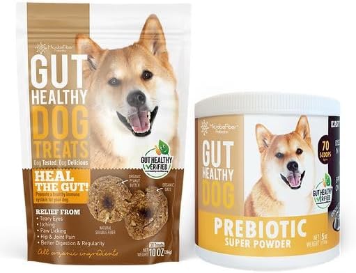 Gut Healthy Dog Combo - Comprehensive Digestive Health Support for Dogs - includes Prebiotics and Digestive Enzymes - Dog Treat and Prebiotic Combo Pack