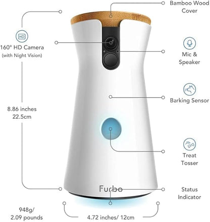 Furbo Dog Camera: Treat Tossing, Full HD Wifi Pet Camera and 2-Way Audio, Designed for Dogs, Compatible with Alexa (As Seen On Ellen)