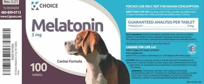 3 mg Melatonin - 100 Chewable Tablets, Melatonin for Dogs - Natural Immune System Booster