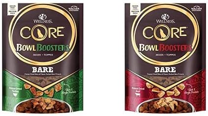 Bundle of Wellness CORE Natural Grain Free Bare Bowl Boosters Tender Dog Food Mixer Or Topper (Turkey & Beef, 4-Ounce Bag)