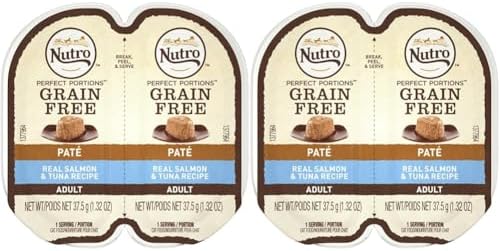 Nutro 50411520 24Ea/2.65Oz Grain Free Perfect Portions Soft Loaf Salmon & Tuna Recipe Cat Food, One Size (Pack of 2)