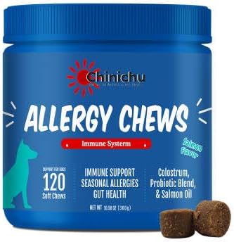 Dog Allergy Relief - Soft Chews for Skin & Seasonal Allergies - Anti Itch - Omega 3 Probiotics - Salmon Oil Digestive Health - Salmon Flavor - 120 Count (Seafood, Small)