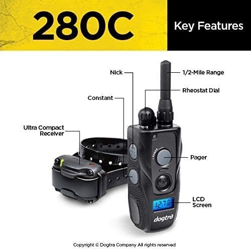 Dogtra Extreme Consumer Products Remote Shock Collar - 280C Collar - Includes Soft Silicone Pet Grooming Glove