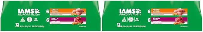 Iams Proactive Health Wet Dog Food, Chicken Chunks in Gravy and Beef Chunks in Gravy, 13 oz., Pack of 24