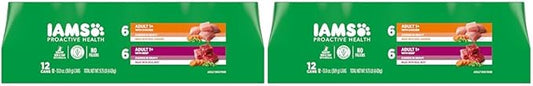 Iams Proactive Health Wet Dog Food, Chicken Chunks in Gravy and Beef Chunks in Gravy, 13 oz., Pack of 24