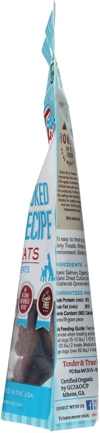 Tender & True Pet Nutrition Sustainable Salmon Recipe Jerky blue bag 4 ounces