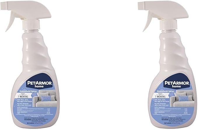 PETARMOR Home Household Spray for Fleas and Ticks, Flea Treatment for Home, Prevents Flea and Tick Re-Infestations for Cats and Dogs, Treats Carpet, Furniture, and More, 24 Ounce (Pack of 2)