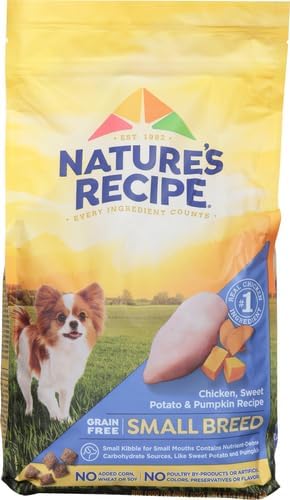 Nature′s Recipe Grain Free Small Breed Chicken, Sweet Potato & Pumpkin Recipe Dry Dog Food, 4 lb. Bag