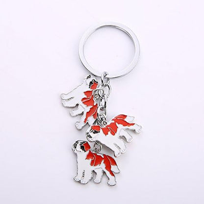 Dog Keychain, Pet Pendant Key-Ring, Cute Puppy ID Tags Metal Key Ring for Dog Lover (Saint Bernard)