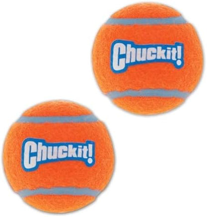 Chuckit Dog Tennis Ball Dog Toy, Small (2 Inch Diameter) for dogs 0-20 lbs, Shrink Wrap Pack of 2