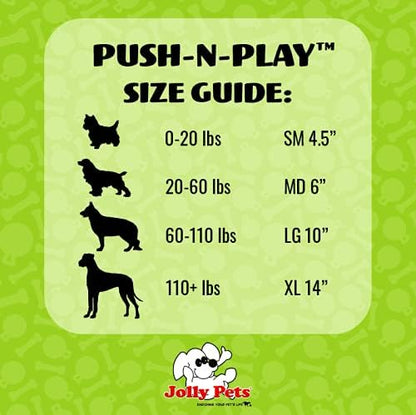 Jolly Pets Push-n-Play Ball Dog Toy, 10 Inches/Large, Blue