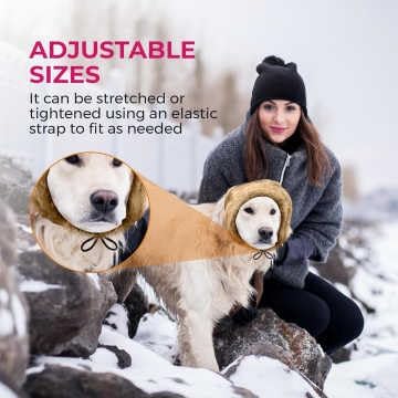 Adjustable Dog Ear Muffs Noise Protection – Neck Ear Warmer Hoodie - Cats, Dogs Snood No Flap Ear Wrap Noise Canceling for Anxiety Relief, Thunderstorms, Fireworks, Pet Grooming (Brown, Small)