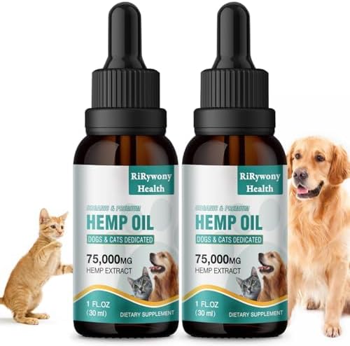Pet Hemp Oil for Dogs Cats Hip Joint Support - Pure Hemp Drops for Arthritis Pain Anxiety Relief Stress-Hip Joint - Skin Health - Omega 3 6 9 Fatty Acids - Made in USA