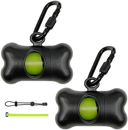 Bone Shaped Dog Waste Bag Dispenser with Leakproof Bags, 2 Holders, 30 Bags, Black
