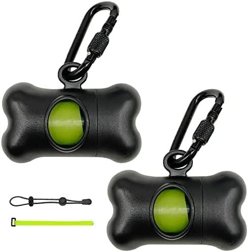 Bone Shaped Dog Waste Bag Dispenser with Leakproof Bags, 2 Holders, 30 Bags, Black