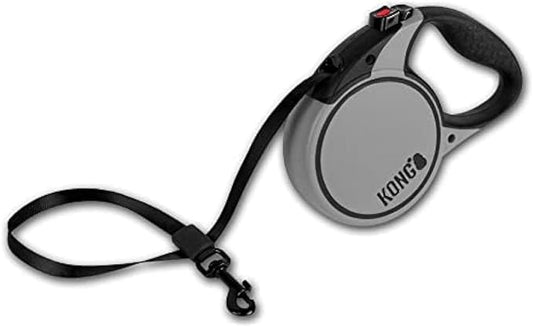 Alcott Kong Terrain Retractable Dog Leash, Small, Grey, 16' Long