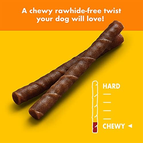 5-Inch Chewy Dog Chew Twists, Made in The USA, All Natural Rawhide-Free Highly-Digestible Treats, Peanutty Bliss - 14 Count