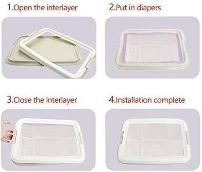 PAWISE Dog Training Pad Holder Tray, Indoor Puppy Potty Pee Pad Floor Tray with 12pcs Pee Pads