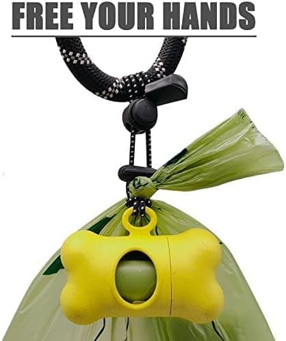 Bag Dispenser Dog Poop Bags Holder Dog Waste Bags Dispenser with Leak-Proof Green Poop Bags for Leash On The Go for Walking Dogs Outdoor(1 Holder 15 Bags,Yellow)