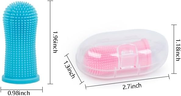 Pet Finger Toothbrush 360º Finger Toothbrush Puppy Toothbrush Cat Toothbrush for Pet Teeth Cleaning&Dog Dental Care (White, 2 Pack)