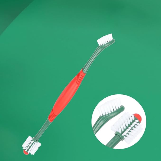 3-Piece Dog Toothbrush Kit, 2 Pack Tooth Brushing Pet Cat Teeth Cleaning Oral Dental Care Fresh Breath Brush Set with Toothbrush Toothpaste Fingerbrush for Puppy Small Medium Dogs - Vanilla Flavor