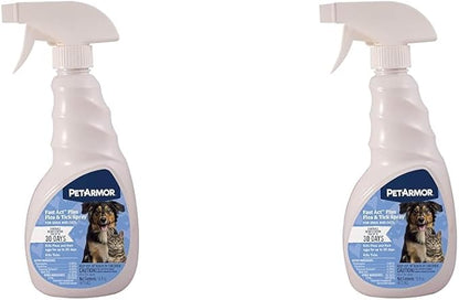 PetArmor Fastact Plus Flea and Tick Spray for Dogs and Cats 16 oz (Pack of 2)