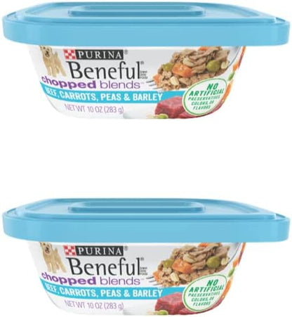 Beneful Chopped Blends Wet Dog Food 10 oz. Tub Combo Variety Bundle 4 Flavors 2 of Each Flavors, Total of 8 tub with Healthier Paws Sticker!!!