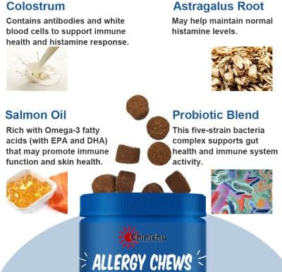 Dog Allergy Relief - Soft Chews for Skin & Seasonal Allergies - Anti Itch - Omega 3 Probiotics - Salmon Oil Digestive Health - Salmon Flavor - 120 Count (Seafood, Small)