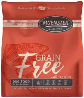 Muenster Grain Free with Salmon – Dry Dog Food or Mixer with Fish Protein - Complete and Balanced Kibble for Large, Medium or Small Breed Dogs, 4 lb
