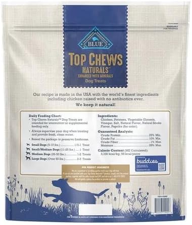 Blue Buffalo Top Chews Natural Chicken Jerky, 48 Ounces