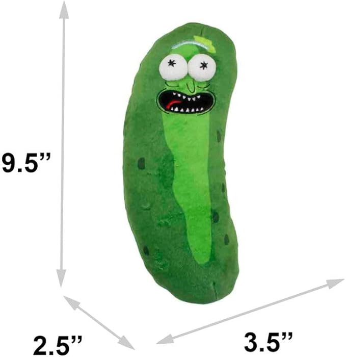 Buckle-Down Dog Toy, Comedy, Plush Squeaker Rick and Morty Pickle Rick Greens, DTPT-RMYR 10" x 3"