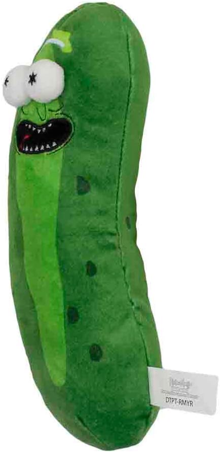 Buckle-Down Dog Toy, Comedy, Plush Squeaker Rick and Morty Pickle Rick Greens, DTPT-RMYR 10" x 3"
