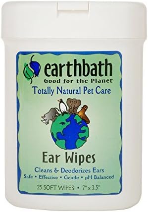 earthbath, Dog Ear Wipes - Gentle Dog Ear Cleaner, Best Pet Wipes for Dogs & Cats, Made in USA, Cruelty-Free Dog Wipes, Keep Your Pet's Ears Naturally Clear & Infection Free - 25 Count (2 Pack)