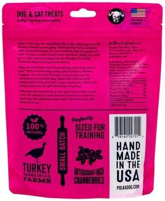 Polkadog Turkey & Cranberry Wonder Nuggets Dog Treats – All-Natural Pet Training Treats for Dogs – Healthy, Handmade Puppy Snacks – Bite-Sized, Soft, Chewy Treats for Pets – 10 oz