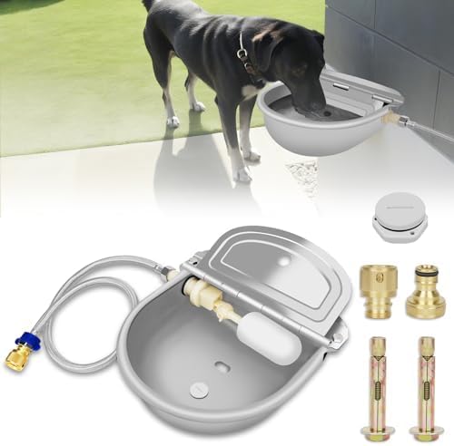 Automatic Water Bowl Dispenser for Dog, 304 Stainless Steel Animal Waterer Kit with Float Valve,for Livestock,Horse,Dog,Goat,Pig, Chicken, Animals Drinking Water Trough