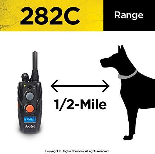 Dogtra 282C Remote Training E-Collar for 2 Dogs - 1/2 Mile Range - 127 Static Stimulation Levels, Vibration, Rechargeable, Waterproof, Electric Dog Collar for Obedience Training of Small, Medium Dogs