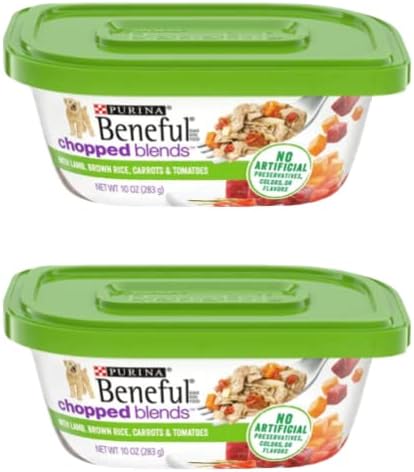 Beneful Chopped Blends Wet Dog Food 10 oz. Tub Combo Variety Bundle 4 Flavors 2 of Each Flavors, Total of 8 tub with Healthier Paws Sticker!!!
