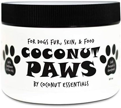 Coconut Paws, Organic Dog Essentials, with Coconut Oil, Olive Oil and Sunflower Oil, for Dog’s Skin, Hair, Ears, Teeth, and Nails, Dog Paw Balm and Nose Balm, 8 fl oz