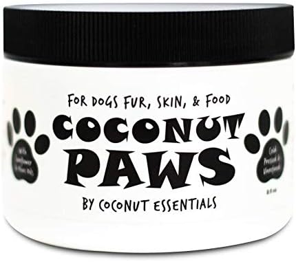 Coconut Paws, Organic Dog Essentials, with Coconut Oil, Olive Oil and Sunflower Oil, for Dog’s Skin, Hair, Ears, Teeth, and Nails, Dog Paw Balm and Nose Balm, 8 fl oz