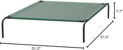 Amazon Basics Cooling Elevated Dog Bed with Metal Frame, Large, 130 x 80 x 19 cm (L x W x H), Green